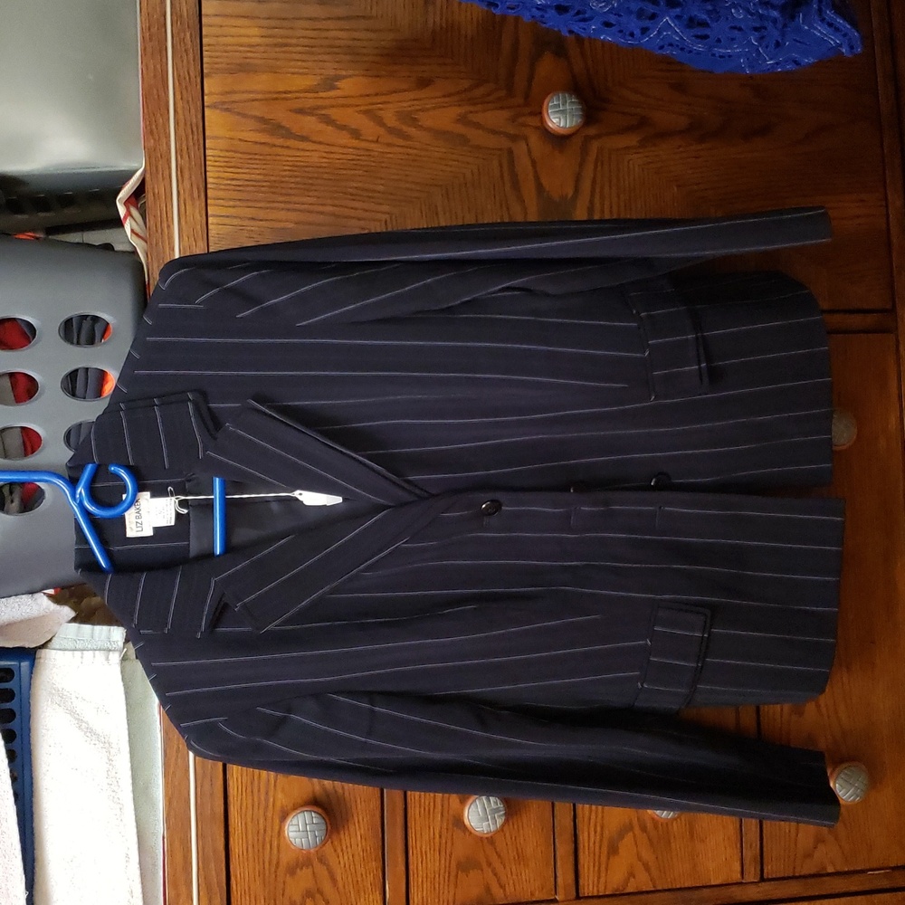 Liz Baker blazer, navy blue and white stripe